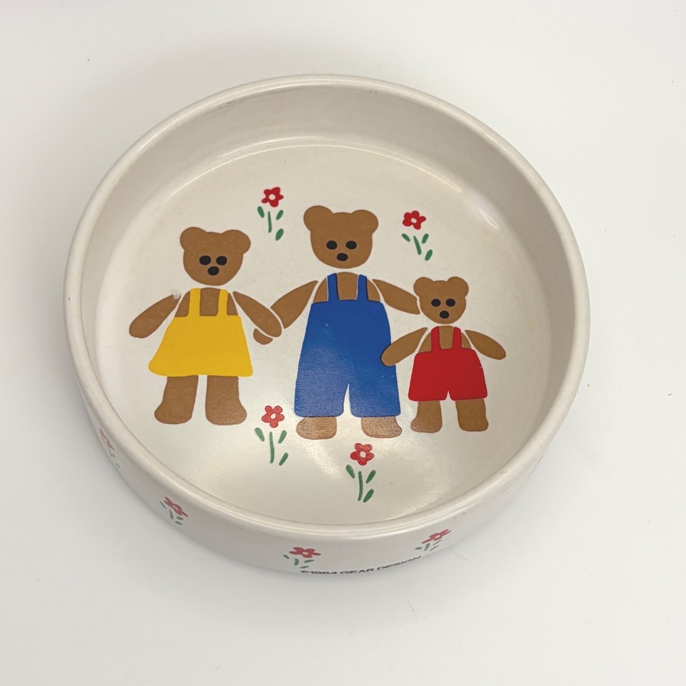 Vintage‎ 1984 Gear Design Teddy Bear Family Ceramic Bowl White 5.5 Inch
